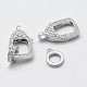 Rhodium Plated 925 Sterling Silver Cubic Zirconia Lobster Claw Clasps STER-K169-01P-3