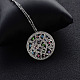 Flat Round Fashion 18K Real Platinum Plated Alloy Austrian Crystal Pendant Necklaces NJEW-DD0001-07A-1