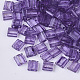 2穴焼付塗装透明ガラスシードビーズ  長方形  青紫色  5x4.5~5.5x2~2.5mm  穴：0.5~0.8mm SEED-S023-32C-01-1