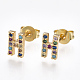 (Jewelry Parties Factory Sale)Brass Micro Pave Cubic Zirconia Ear Studs EJEW-S201-42H-2