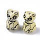 手作り子猫磁器ビーズ  ファミーユスタイルバラ  猫の形  シャンパンイエロー  23~24x16x14~15mm  穴：1.5~2.5mm X-PORC-N004-86-3
