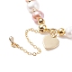 Natural Pearl Beaded Bracelet with Brass Heart Charm for Women BJEW-JB08165-01-5