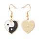 Herz mit baumelnden Ohrringen aus Emaille aus Tai-Ji-Legierung EJEW-JE04979-2