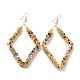 Grandi orecchini pendenti con perline di vetro a rombo per le donne della ragazza EJEW-I258-01G-1