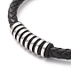 Bracelet cordon tressé en cuir noir avec 304 fermoirs aimantés en acier inoxydable BJEW-P275-02P-2