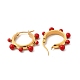 Boucles d'oreilles créoles perles rondes en émail rouge EJEW-P219-14G-2