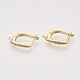 Brass Micro Pave Cubic Zirconia Hoop Earring Findings with Latch Back Closure X-KK-T048-033G-NF-1