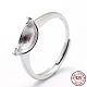 Adjustable Rhodium Plated Sterling Silver Ring Components STER-I016-008P-1