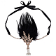 CRASPIRE Flapper Feather Headband Black Great Gatsby Hair Clip 1920s Flapper Headpiece Pearl Peacock Feather Rhinestone Hair Accessories for Cocktail Party Prom Christmas Dancing DIY-WH0321-43-1