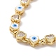 Enamel Evil Eye & Cubic Zirconia Heart Link Chain Bracelet BJEW-H555-01B-2