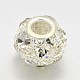 Silver Color Plated Brass Grade A Rhinestone Rondelle Beads RB-J324-10mm-01S-1