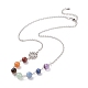 7Pcs 7 Style Natural Mixed Gemstone Beaded Pendant Necklace with Alloy 7 Chakra NJEW-JN03889-4