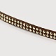 2 Row Golden Aluminum Studded Faux Suede Cord LW-D005-12G-2