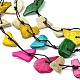 Mehrsträngige Halsketten aus gefärbten natürlichen Kokosnuggets mit Perlen NJEW-B088-05-2