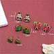 4 Pairs Candy Cane & Snowman & Christmas Gift Printed Wood Stud Earrings EJEW-OY001-01-2