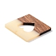 樹脂＆ウォールナットウッドペンダント  ハートの正方形  ミックスカラー  38x38x3mm  穴：2mm RESI-XCP0001-23-3