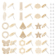 Pandahall 36 шт. 9 стиля прямоугольник и цветок и бабочка и звезда ясеня деревянные серьги-гвоздики выводы EJEW-TA0001-19-1