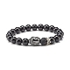 Natural Tourmaline & Lava Rock Round Beads Energy Power Stretch Bracelet for Men Women BJEW-JB07037-01-1