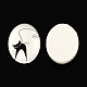 Thème ornements décorations verre ovales cabochons de dos plat noir et blanc pour Halloween X-GGLA-A003-35x45-BB01-1