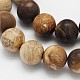 Helado redondas petrificados abalorios de madera hebras naturales X-G-N0166-71-6mm-2