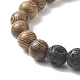 Ensembles de bracelets extensibles en bois de wengé naturel et pierre de lave avec perles d'hématite synthétiques BJEW-JB09213-6