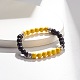 Rundes Stretch-Armband aus synthetischen türkisfarbenen (gefärbten) Perlen für Damen BJEW-JB07531-3