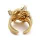 Clear Cubic Zirconia Snake Wrapped Cuff Ring for Women RJEW-C018-02G-3