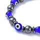 Perlas hechas a mano del mal de ojo de murano pulseras elásticas BJEW-JB04461-02-2