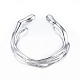 Brass Wave Open Cuff Ring for Women RJEW-T001-94P-2