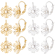 UNICRAFTALE 12pcs 2 Colors Flower Leverback Earring Findings Stainless Steel Earring Settings Rhinestone Lever Back Hook Earrings with Flower Tray 4mm STAS-UN0033-24-1