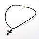 Alloy Rhinestone Cross Pendant Necklaces for Men NJEW-L401-16B-3