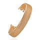 Real 18K Gold Plated Brass Mesh Cuff Bangles for Women BJEW-BB07401-1