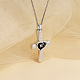 Rhinestone Cross with Heart Urn Ashes Necklace BOTT-PW0011-01D-2