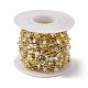 Brass Rectangle & Cubic Zirconia Flat Round Link Chains CHC-P010-04G-3
