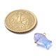 透明スプレー塗装ガラスペンダント  黄金の真鍮のパーツ  魚のチャーム  ミックスカラー  12.5x15.5x5.5mm  穴：1.6mm PALLOY-JF02117-3