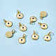BENECREAT 10Pcs 18K Gold Plated Evil Eye Enamel Charms Flat Round Pendants with Jump Rings for DIY Necklace Bracelet Jewelry Making KK-BC0004-59-4