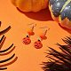 Boucle d'oreille pendante turquoise synthétique jack-o'-lanterne citrouille d'halloween EJEW-JE05170-2