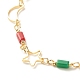 Brass Moon & Star Link Chain Bracelet with Glass Beads for Women BJEW-JB07799-4