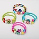 Красочные синтетические бирюзовые растягивающиеся браслеты со знаком мира для детей X-BJEW-JB01392-1