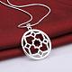Silver Plated Brass Flat Round Pendant Necklaces NJEW-BB08235-2