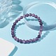 Bracelet extensible perles rondes en lépidolite naturelle BJEW-JB07899-2