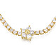 Cubic Zirconia Classic Tennis Necklace with Flower Links NJEW-N048-01G-3