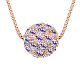 18K Real Gold Plated Alloy Austrian Crystal Round Pendant Necklaces NJEW-DD0001-23B-1