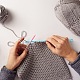 DIYセーターキット  プラスチック製の編み針と編み針キャップとステッチ針クリップ付き  アルミステッチホルダーと鉄はさみ  ミックスカラー  200x30mm DIY-NB0003-37-3