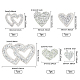 FINGERINSPIRE 6Pcs Heart Shape Rhinestone Patches Silver Heart Rhinestone Appliques Shinny Heart Shape Crystals Appliques With Container Decorative Accessories for DIY Craft Clothing Repair DIY-FG0002-28-2