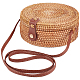 GORGECFAFT Handwoven Round Rattan Bag Large Straw Bag for Women Handmade Wicker Woven Purse Circle Oval Brown Straw Boho Bags Shoulder Imitation Leather Adjustable Strap for Women Travel AJEW-WH0348-21-1