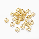 アイアン製ビーズキャップ  花  カドミウムフリー＆鉛フリー  マルチ花弁  ゴールドカラー  6x1mm  穴：1mm  約850個/17g X-IFIN-R197-G-1