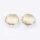 Silver Color Plated Brass Glass Flat Round Charms X-GLAA-M003-A-14S-2