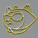 合金空枠ペンダント  UVレジンDIY用  エポキシ樹脂  プレスジュエリー  猫  ゴールドカラー  44x41mm PALLOY-WH0075-18G-1