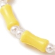 6 Uds. Juego de pulseras elásticas con cuentas de perlas de plástico ABS y acrílico con palo de bambú de 6 colores BJEW-JB09550-3